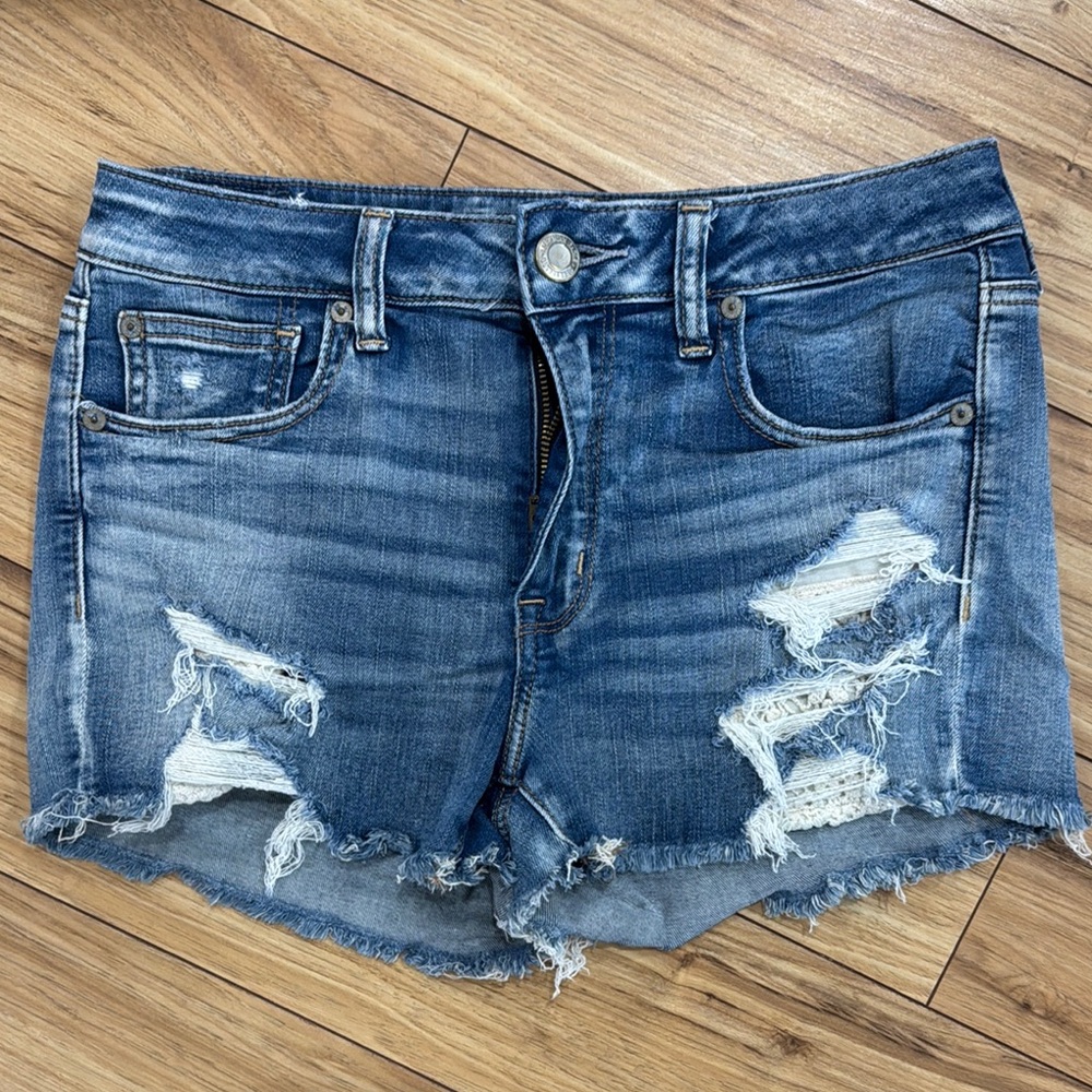 American Eagle Distressed Blue Denim Shorts